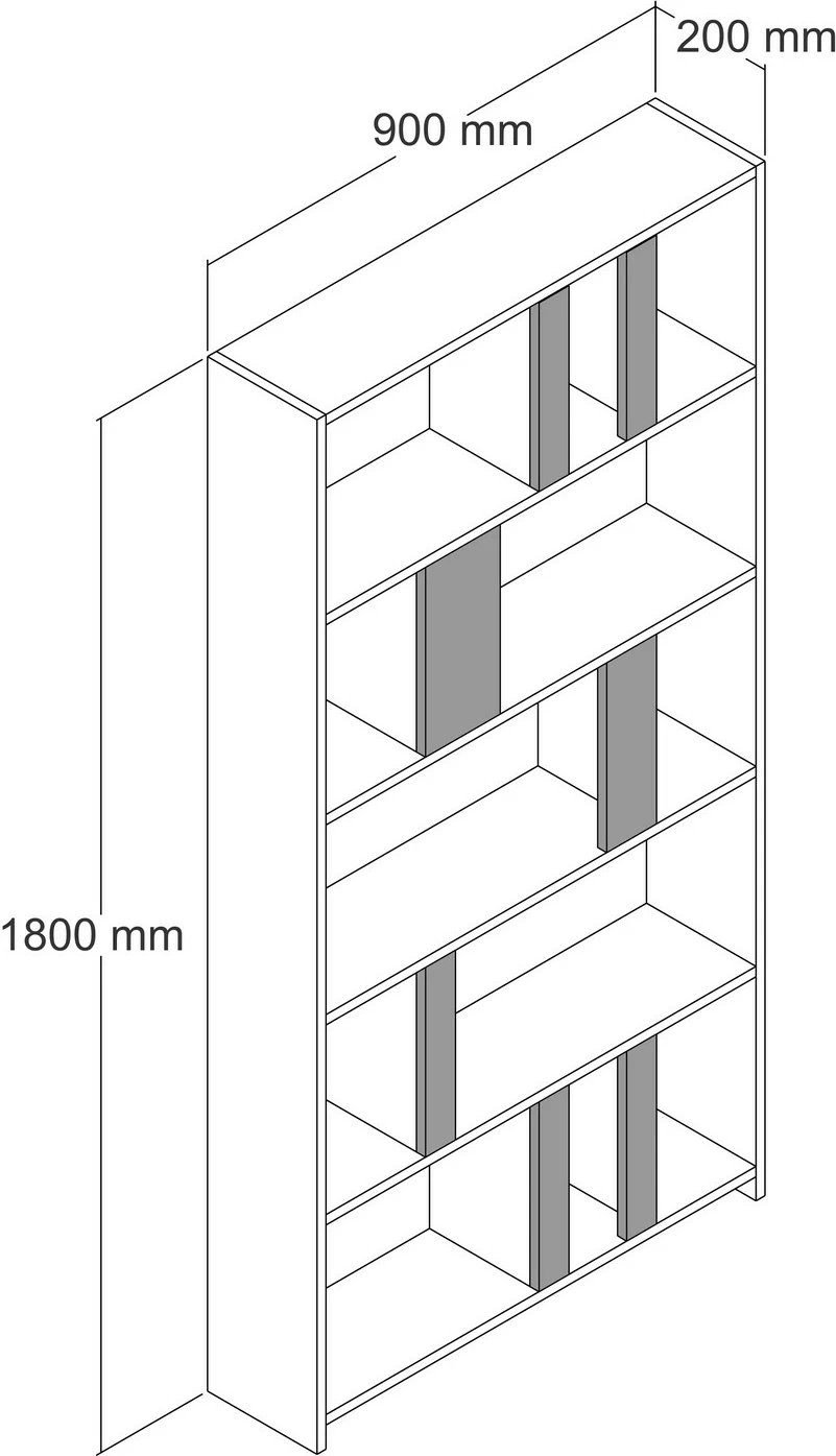 Raft librash Hanah Home, Lima, ngjyrë arre dhe antracit