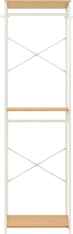 Raft 3-katësh LANDMEGA Nextdeco, H200x60x40cm, Bardhë dhe lisi