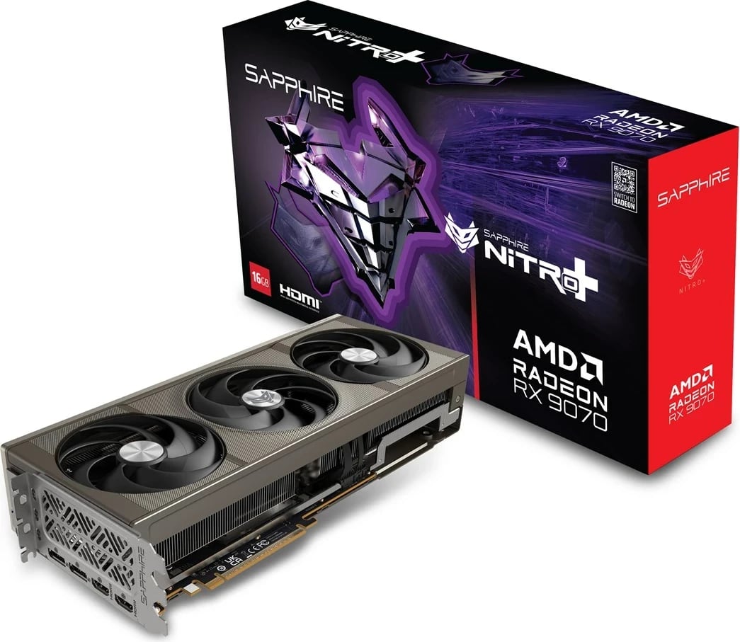 Kartelë grafike Sapphire NITRO+ Radeon RX 9070, 16 GB GDDR6, Gri