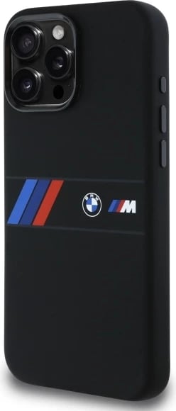 Mbështjellës BMW Silicone Middle Stripe MagSafe për iPhone 16 Pro Max, i zi