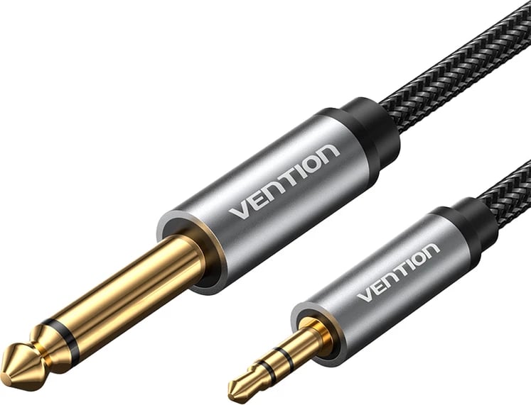 Kabllo audio Vention BCYHL, mini jack 3.5mm në jack 6.35mm, 10m, e zezë