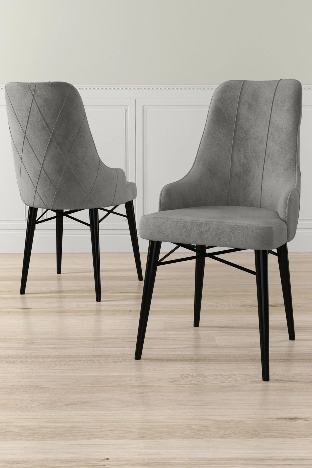 Set karrigesh (6 copë) Hanah Home, Neta, gri, e zezë