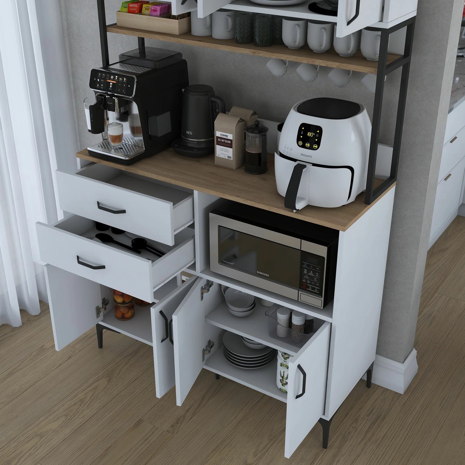 Dollap multifunksional Skye Decor, ngjyrë arr dhe e bardhë, JE209 - 3901