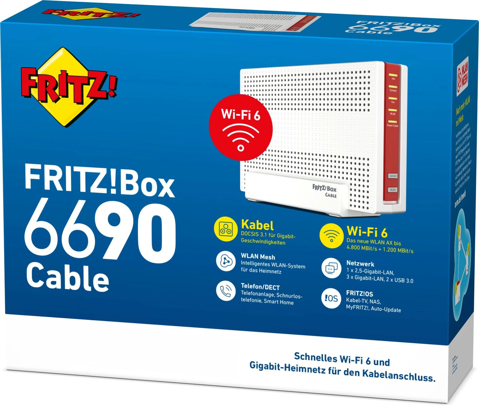 Router tavoline AVM FRITZ!Box 6690 Cable, Wi-Fi 6, Dual-band, Bardhë