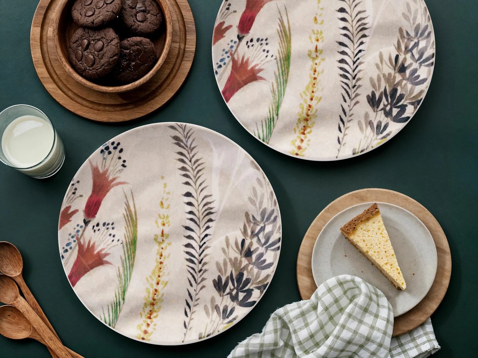 Set pjatash shërbimi (6 copë), Hermia Concept, gjethe gruri, shumëngjyrëshe