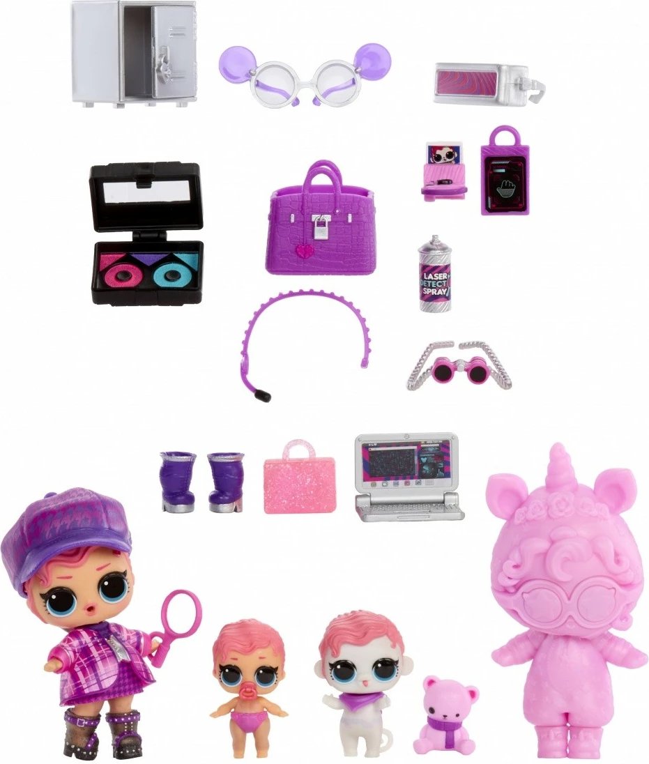 kukulla surprizë, L.O.L. Surprise, Eye Spy Series Ultimate Unboxing 542698-EUC, 40+ surpriza, turkuaz/rozë, set