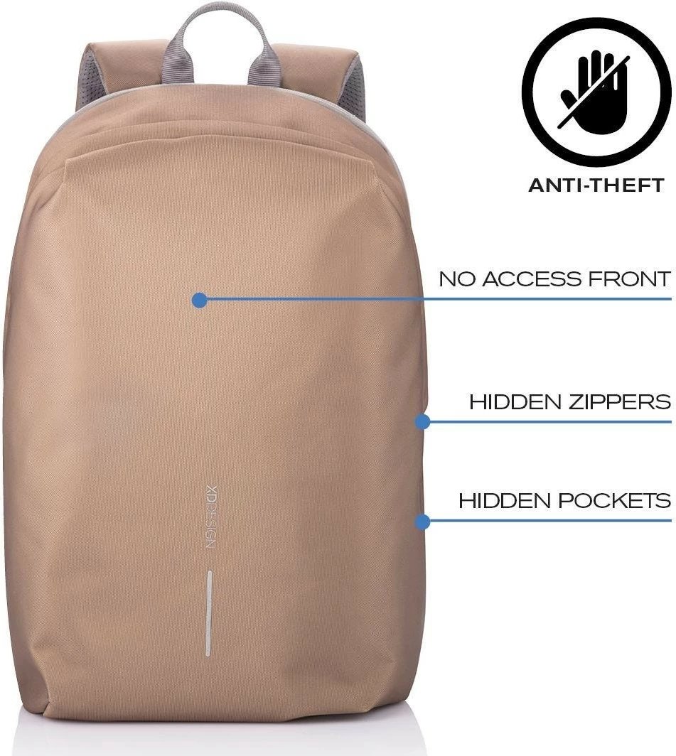 Çantë shpine anti-vjedhje XD DESIGN BOBBY SOFT, 13-16L, kafe