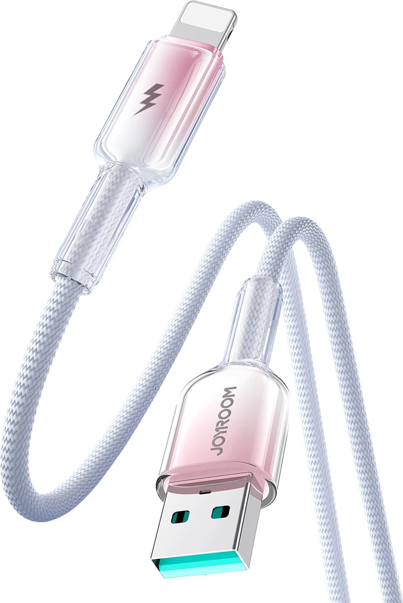 Kabllo Joyroom S-A42 Crystal-Clear Series, USB-A në Lightning, 1.2m, Bardhë