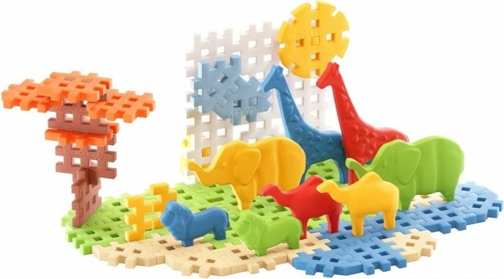 Set lodrash ndërtimi Marioinex Mini Waffle Safari Animals, 50 pjesë