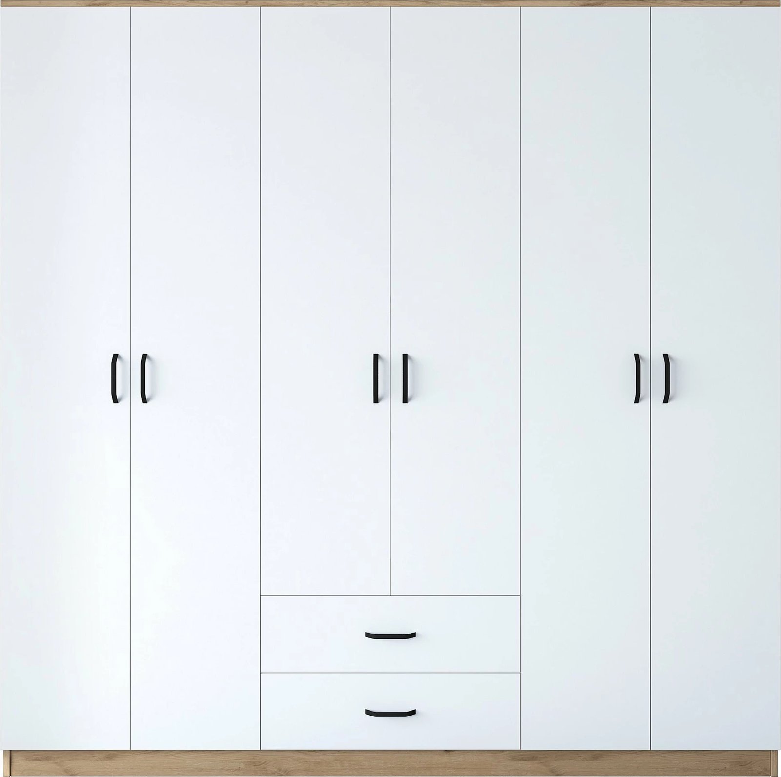 Dollap Hanah Home, BA111 - 2324, ngjyrë arr dhe e bardhë, 210x210x51.5cm