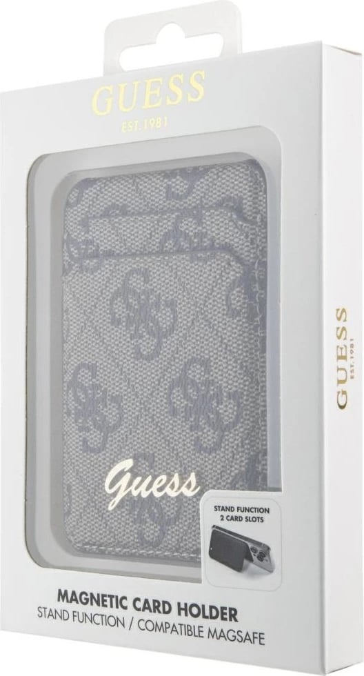 Mbështjellës Guess GUWMSHG4SHW me slot kartelash dhe MagSafe, 4G Classic Logo, Kafe