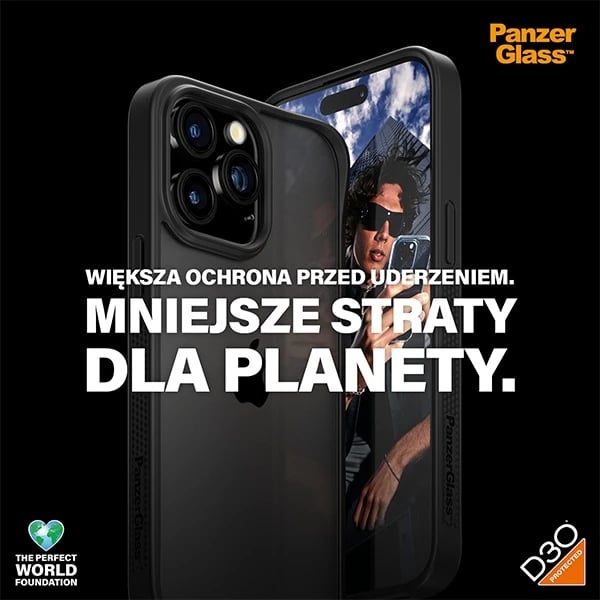 Mbështjellës PanzerGlass ClearCase për iPhone 15 Pro Max, D3O, Transparent dhe i zi