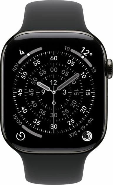 Smartwatch Apple Watch Series 11 Cellular 46mm titani me rrip sportiv të zi M/L