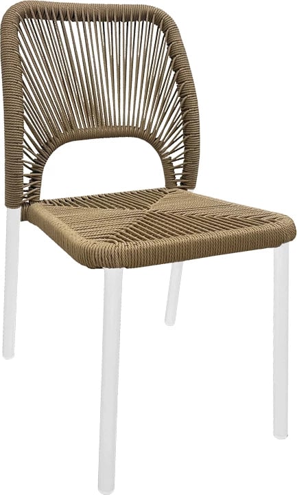 Karrige alumini Norture, e grumbullueshme, kornizë e bardhë, ratan natyral, 45x63x82cm