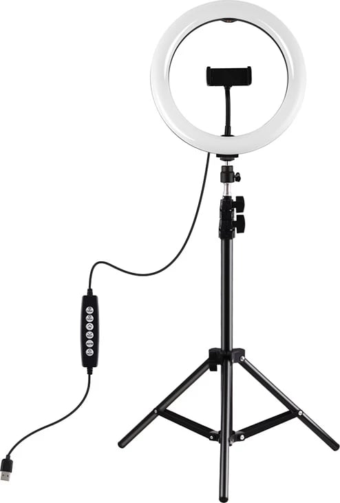 Tripod me ring light Puluz PKT3044, 1.1m, RGBW, për vlog/stream/celular, Set