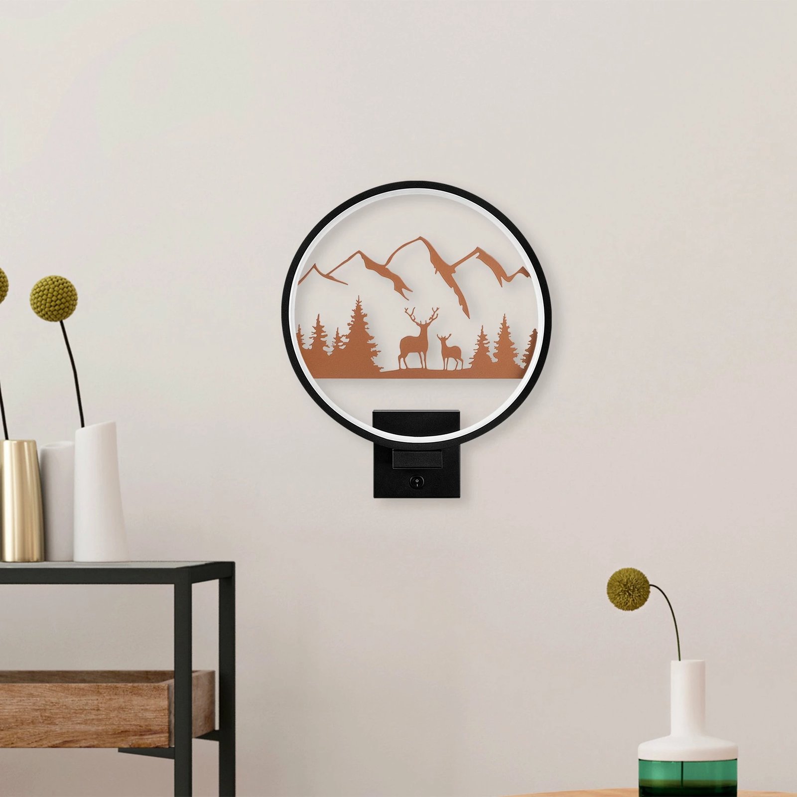 Llambë muri Opviq, XMAS17, ngjyrë e zezë dhe bakri