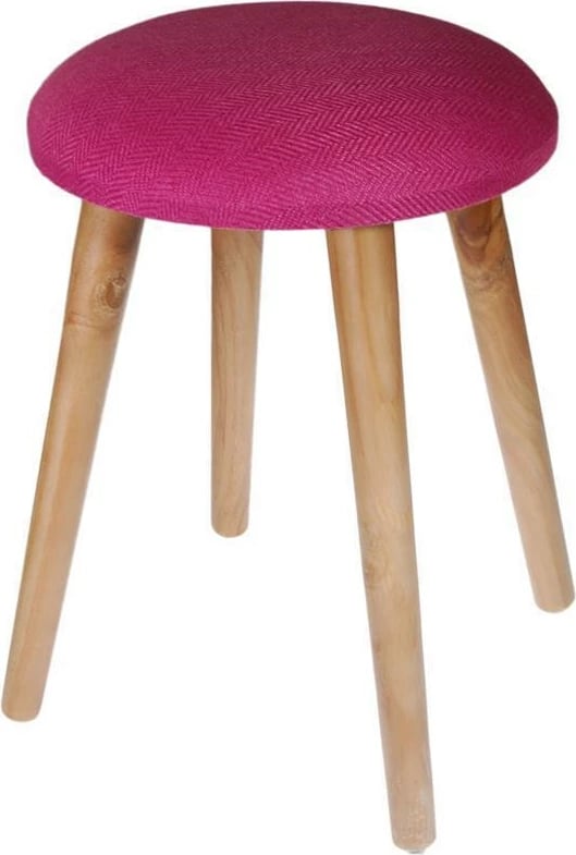 Stol Nextdeco me pëlhurë, Fuchsia, me këmbë druri, H37x35 cm