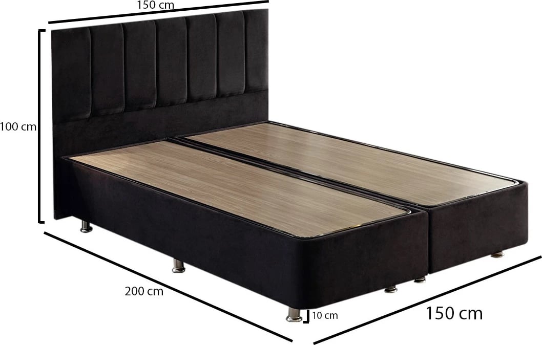 Baze dhe taban krevati dopio, ngjyrë e zezë, Skye Decor, 150x200cm