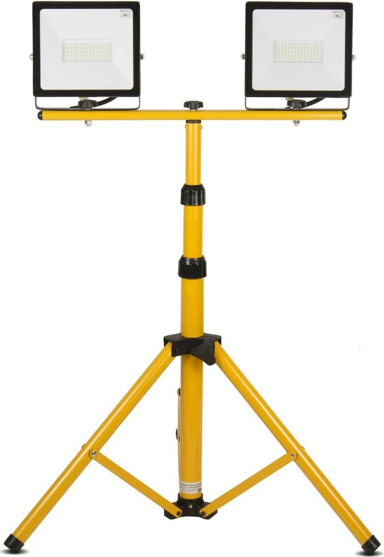 Stativ për reflektorë Maclean MCE583, për dy LED, i palosshëm, i verdhë/zi