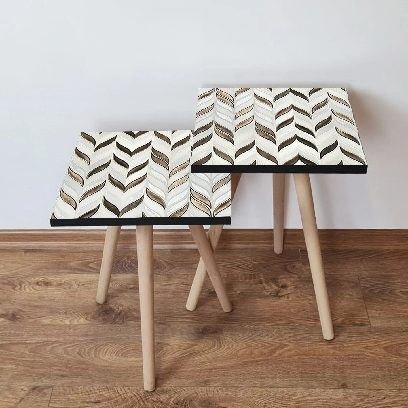 Set tavolina të vendosshme, Skye Decor, 2 copë, e bardhë-bronz, 2Shp268