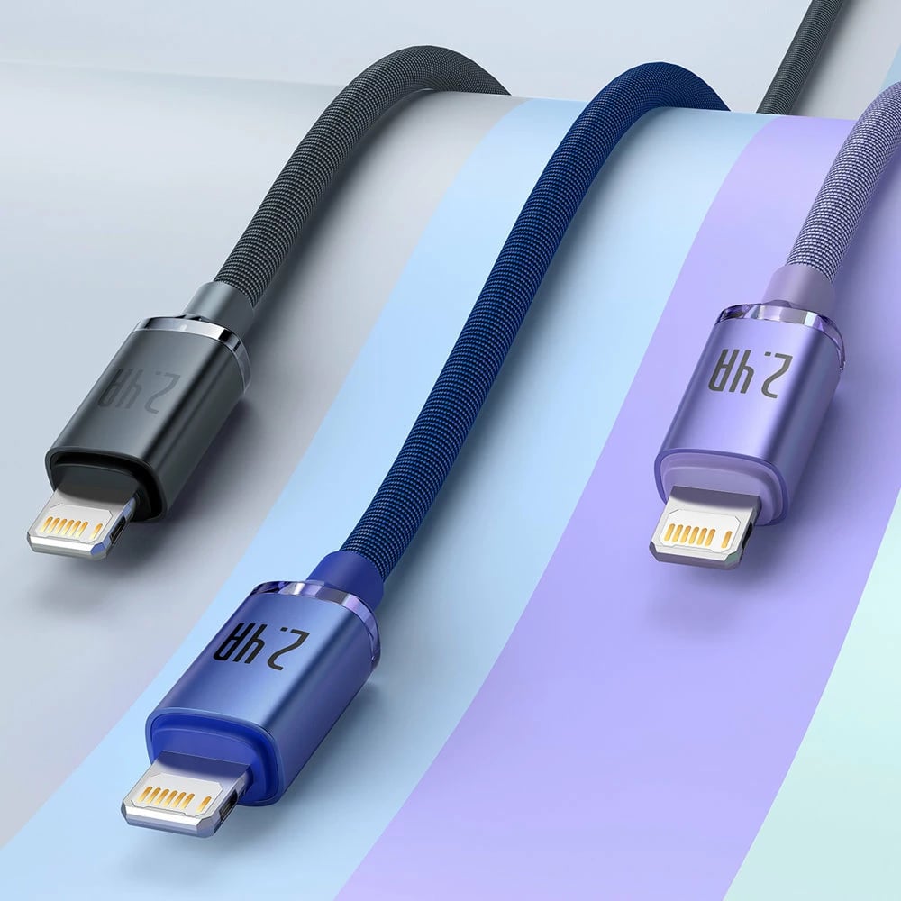 Kabllo karikimi dhe të dhënash Baseus Crystal Shine Series, USB-A në Lightning, 1.2m, 2.4A, vjollcë