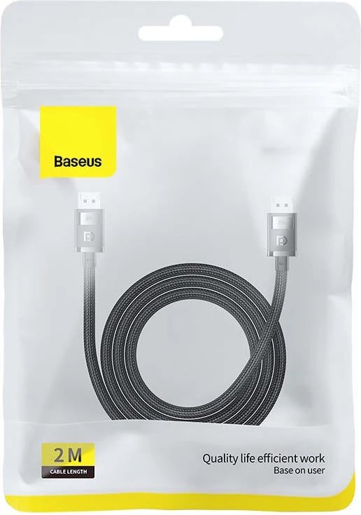 Kabllo DP në DP Baseus High Definition, 2m, 8K, e zezë