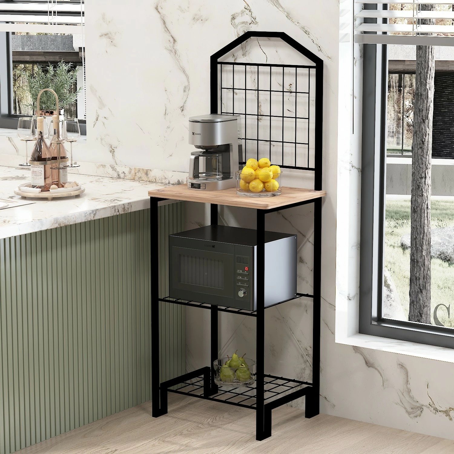 Tavolinë kuzhine Skye Decor, ngjyrë Atlantic Pine dhe e zezë, Luke