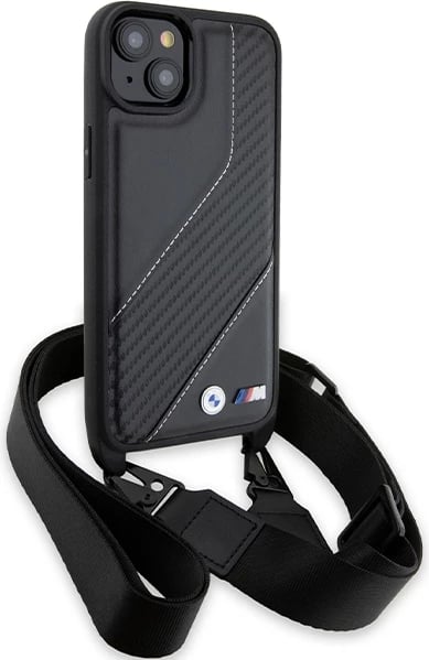 Mbështjellës BMW M Edition Carbon Stripe & Strap për iPhone 15 Plus / 14 Plus, i zi