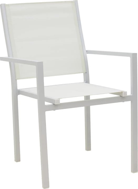 Set tavoline me karrige për terasë, Zacreta-Kliton, alumin, ngjyrë e bardhë, 80x80x74cm, 3 copë