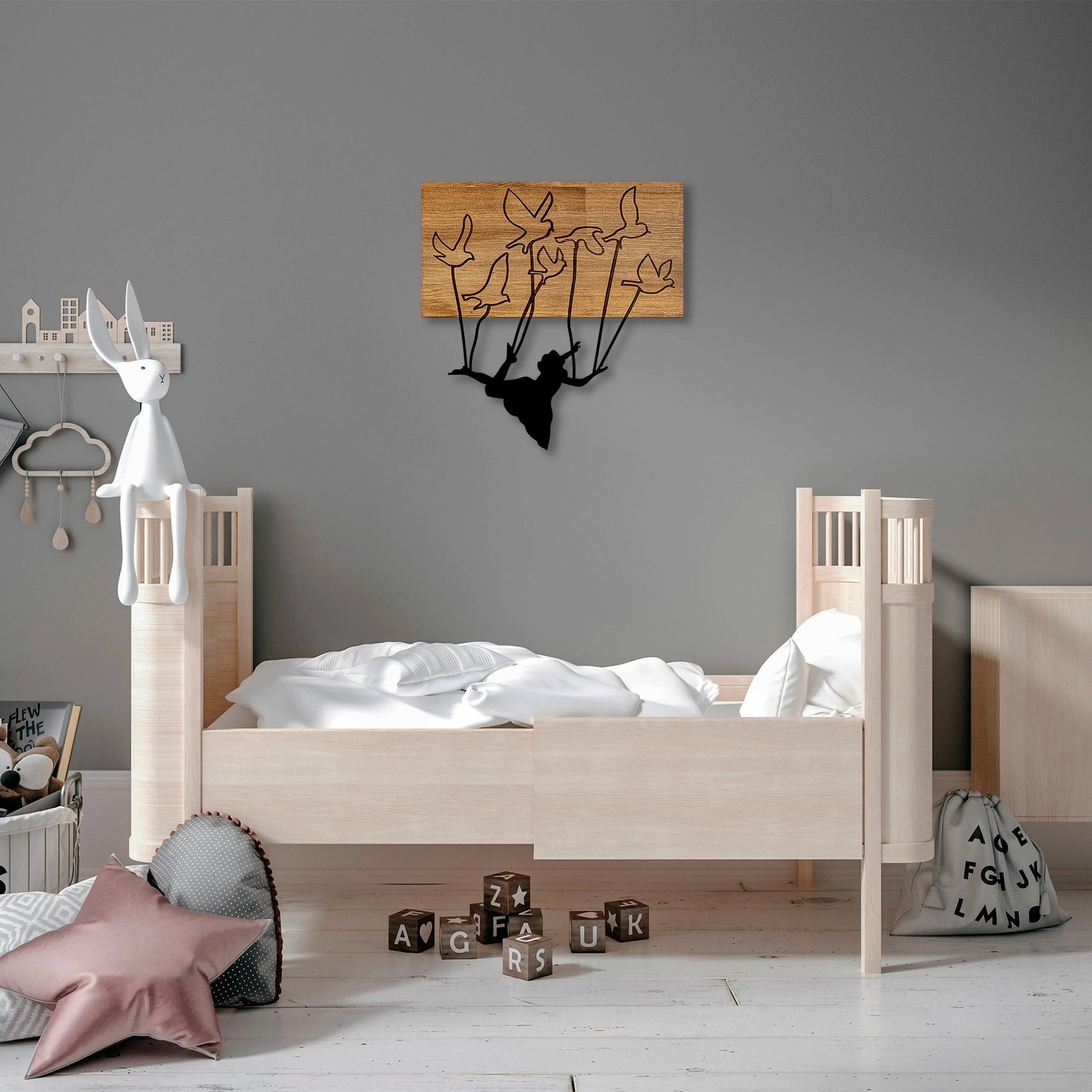 Aksesor dekorativ për mur, dru dhe metal, Wallity MA-310, ngjyrë arre/zezë, 58x60cm