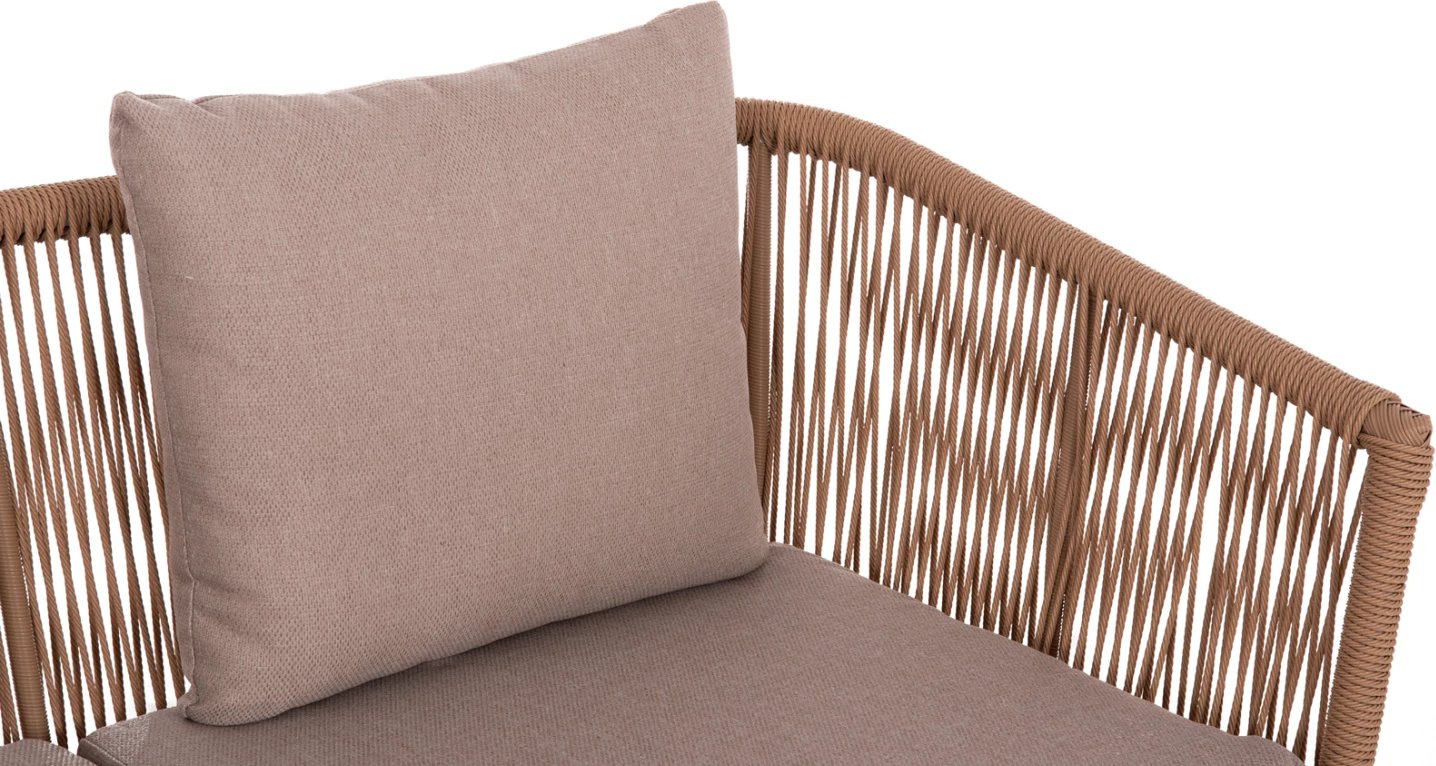 Set lounge për jashtë, 4 pjesë, FREJA FH6057.04, alumin, ratan sintetik, ngjyrë kapuçino & jastëkë bezhë