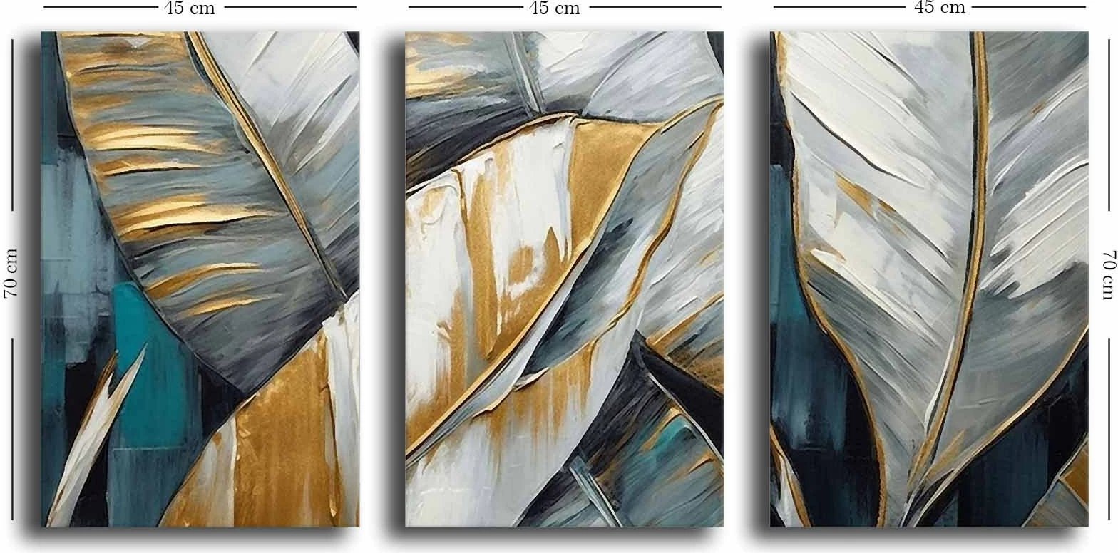 Set pikturash dekorative në kanavacë, shumëngjyrëshe, 3 pjesë, Wallity, 3P4570GSC-013