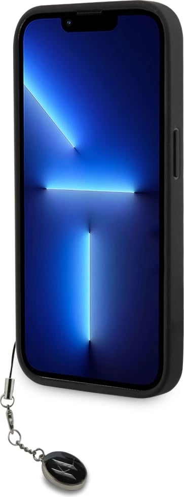 Mbështjellës Karl Lagerfeld Saffiano Rhinestones & Charm për iPhone 15 Pro, i zi