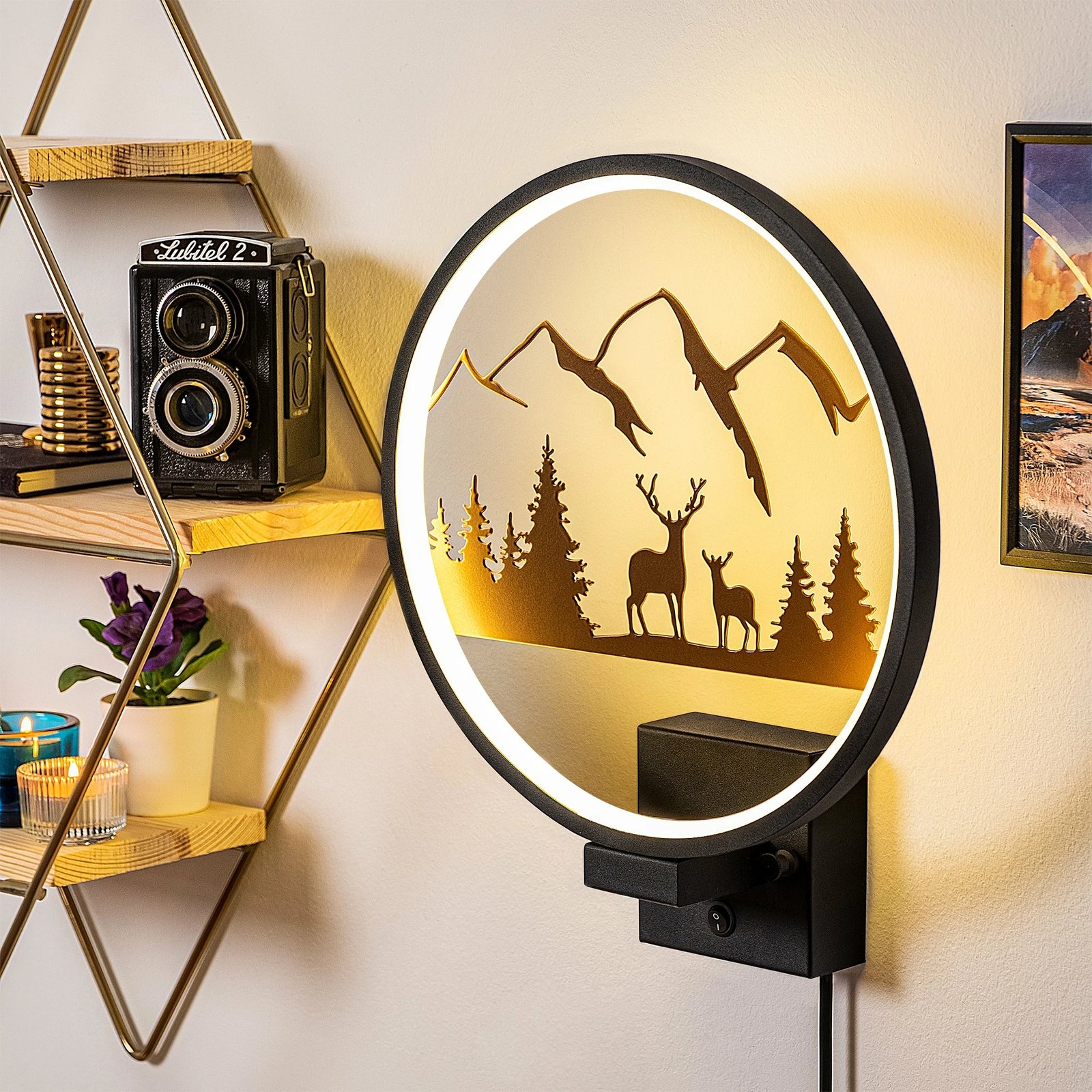 Llambë muri Opviq, XMAS17, ngjyrë e zezë dhe bakri