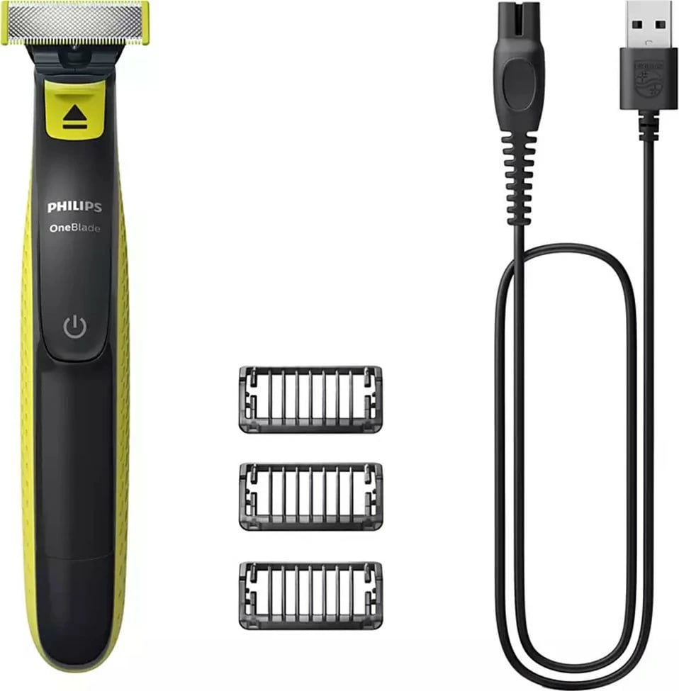 Makinë rroje për meshkuj Philips OneBlade, USB-A, e zezë e gjelbër
