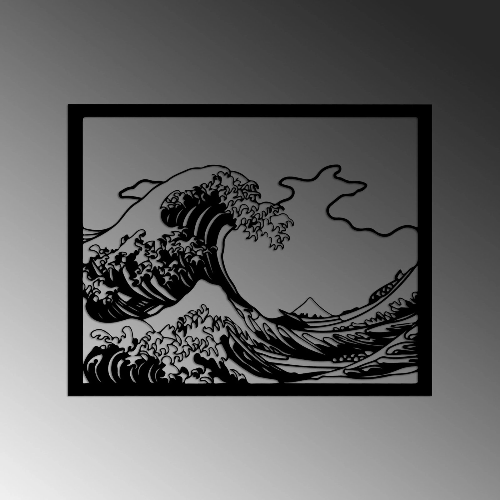 Aksesor dekorativ metalik për mur, Wallity Hokusai, ngjyrë e zezë, 56x45cm