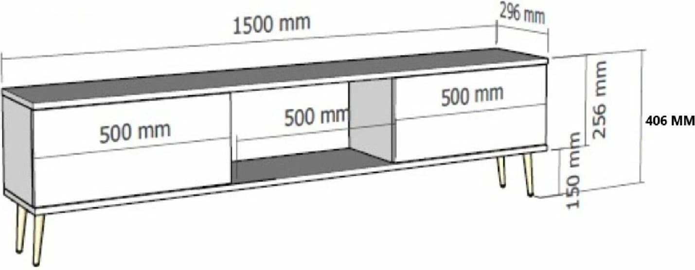 Komodë TV Skye Decor, anthracite, gold