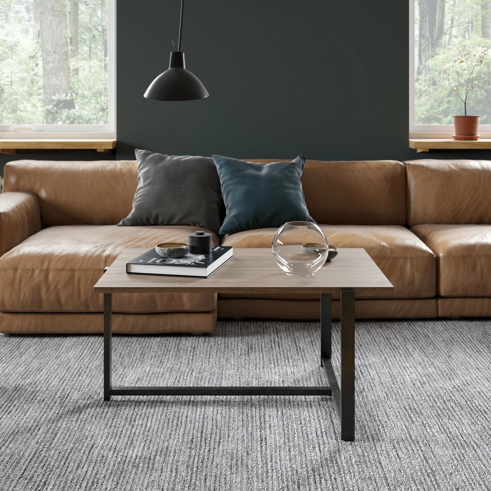 Tavolinë kafeje industriale, ngjyrë arre dhe e zezë, Skye Decor, Merideths