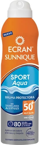 Spray për mbrojtje nga dielli Ecran Sunnique Sport Aqua SPF50, unisex, 250ml