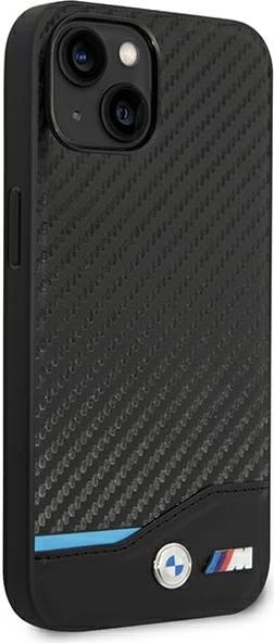 Mbështjellës BMW Leather Carbon për iPhone 14 6.1", i zi