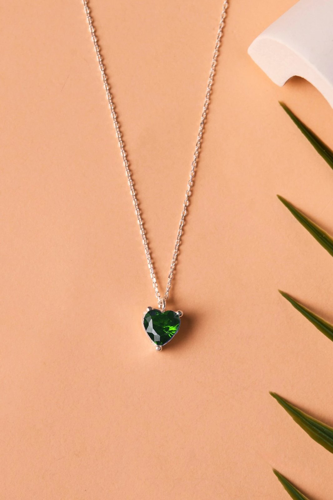 Qafore argjendi Elika Silver, gur zirkon i gjelbër, ELKAB92244