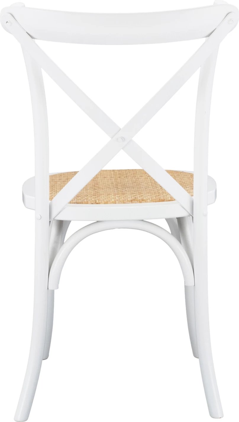 Karrige druri Owen e grumbullueshme nga druri i ahut, ngjyrë e bardhë, me shpinë të kryqëzuar, FH8575.14, 48x53x90 cm