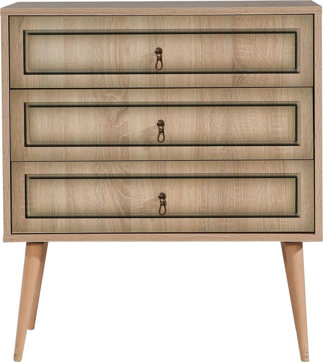 Komodë Skye Decor, Trio - 421, ngjyrë lisi Sonoma
