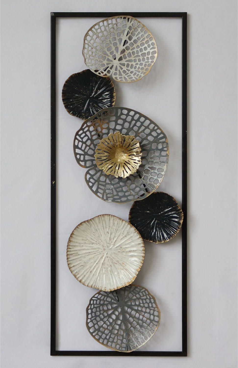 Dekor metalik për mur, FH7169, zi, bardhë, argjend, 28,5x4x74,5 cm