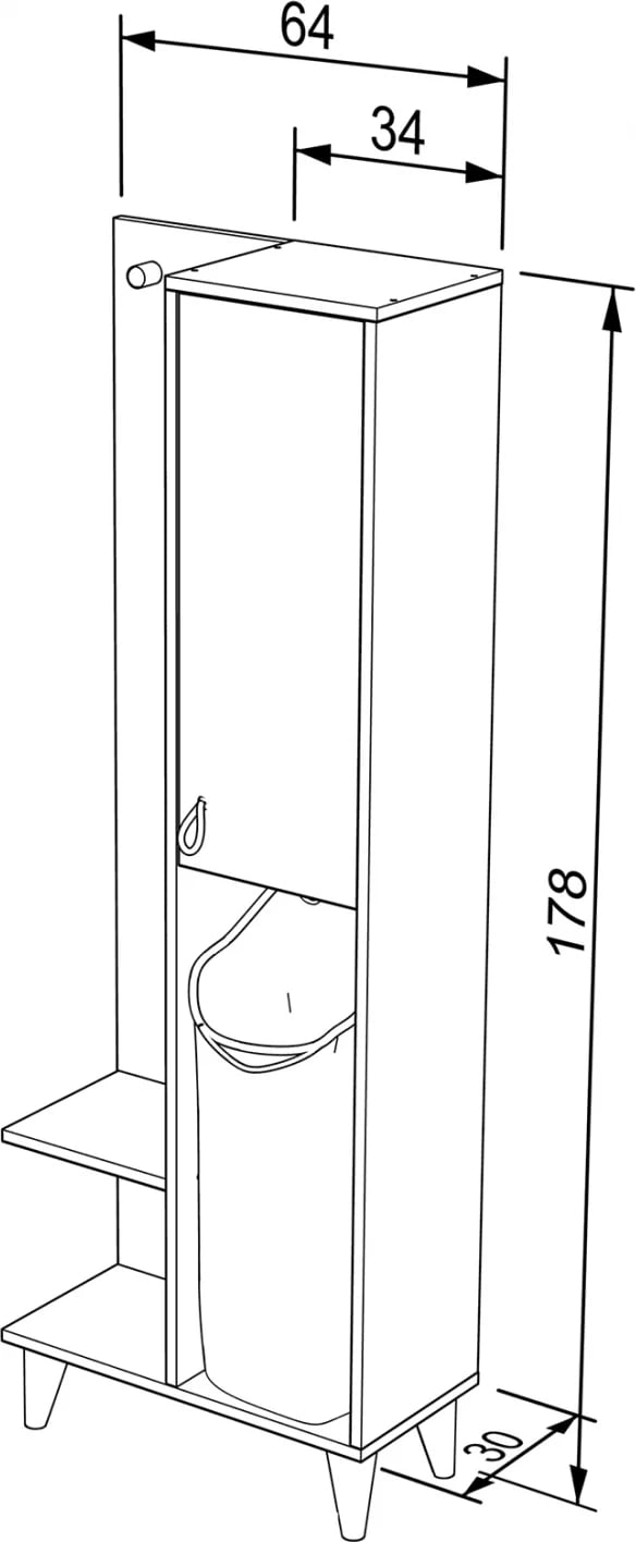 Mobilje banjoje prej melamine me shportë FH178, ngjyrë e bardhë dhe sonama, 64x30x178Y cm