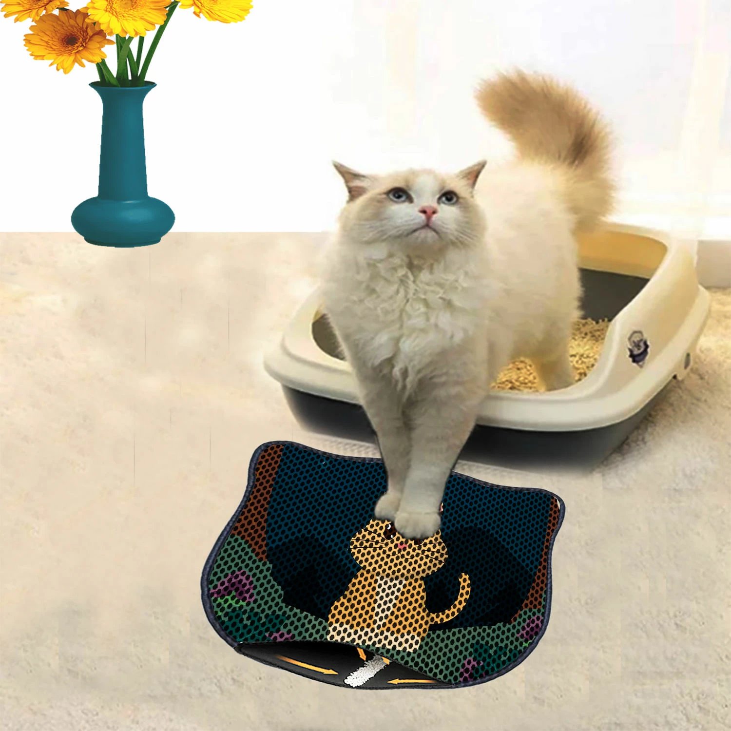 Tapet për rërë mace, shumëngjyrësh, Paws & Whiskers, Kdkafa0145, 40x50cm