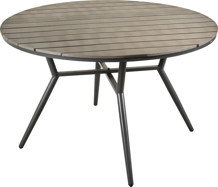 Tavolinë alumini dhe kompensatë, ngjyrë antracit, D120x74cm