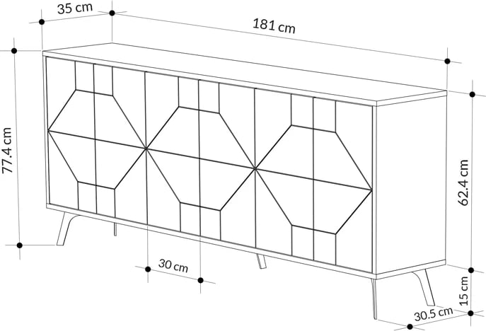 Bufe ngjyrë natyrale 181x35x77.4cm