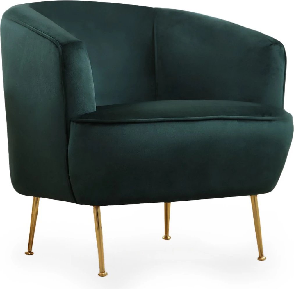 Karrige Wing, ngjyrë e gjelbër, këmbë metalike të arta, Atelier del Sofa, Piccoli