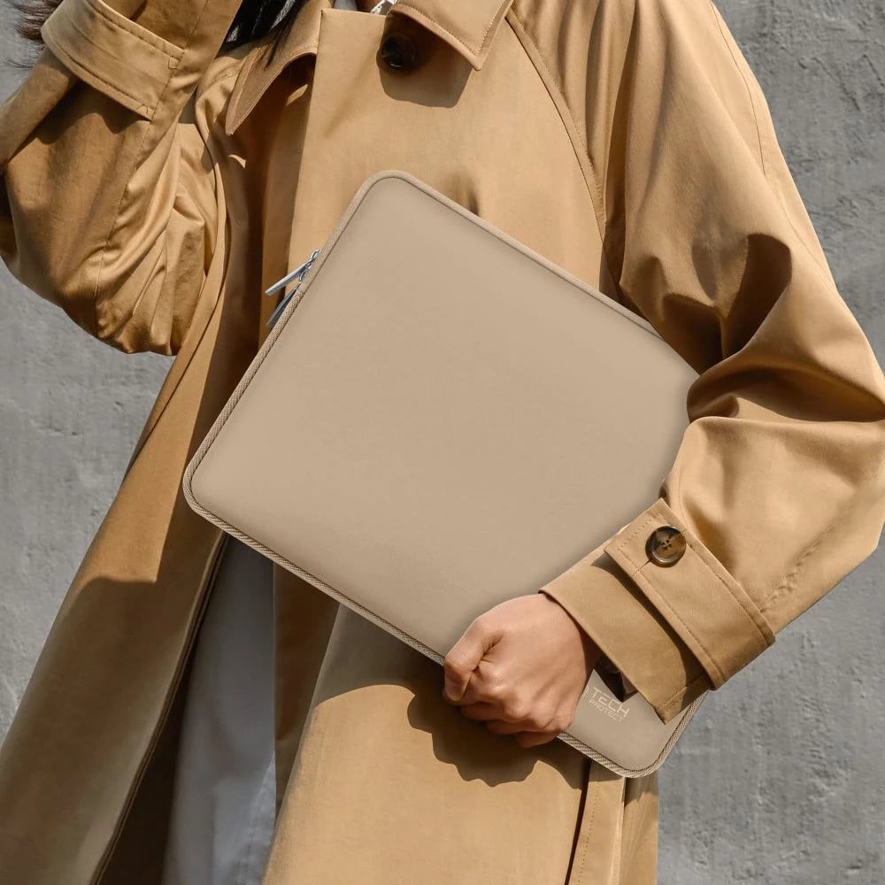 Kasë laptopi Tech-Protect NeoSlim 13-14", set me çantë aksesorësh, Bezhë